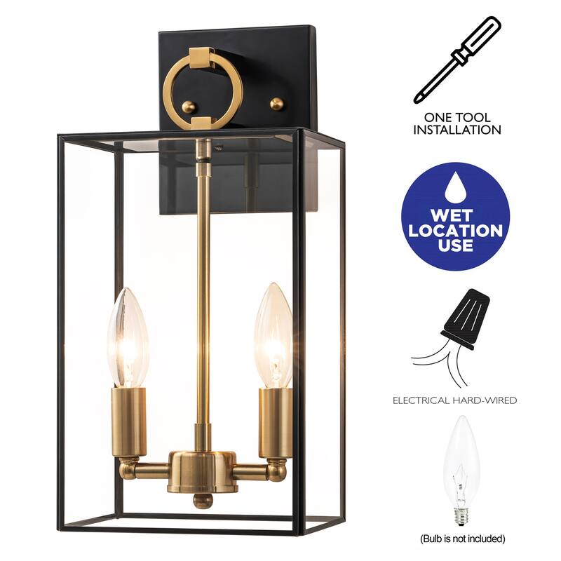 C Cattleya 2-Light Dark Bronze Finish Brass Outdoor Wall Lantern
