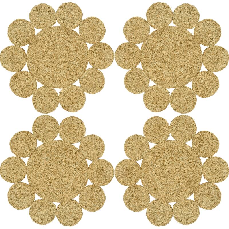 Round Jute Design Table Mats (Set of 4) - 16"