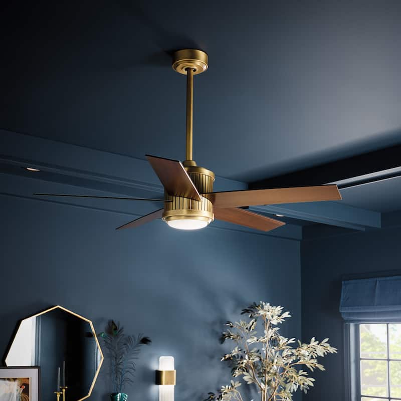 Kichler Lighting Brahm 48 inch Integrated LED Indoor Natural Brass Ceiling Fan
