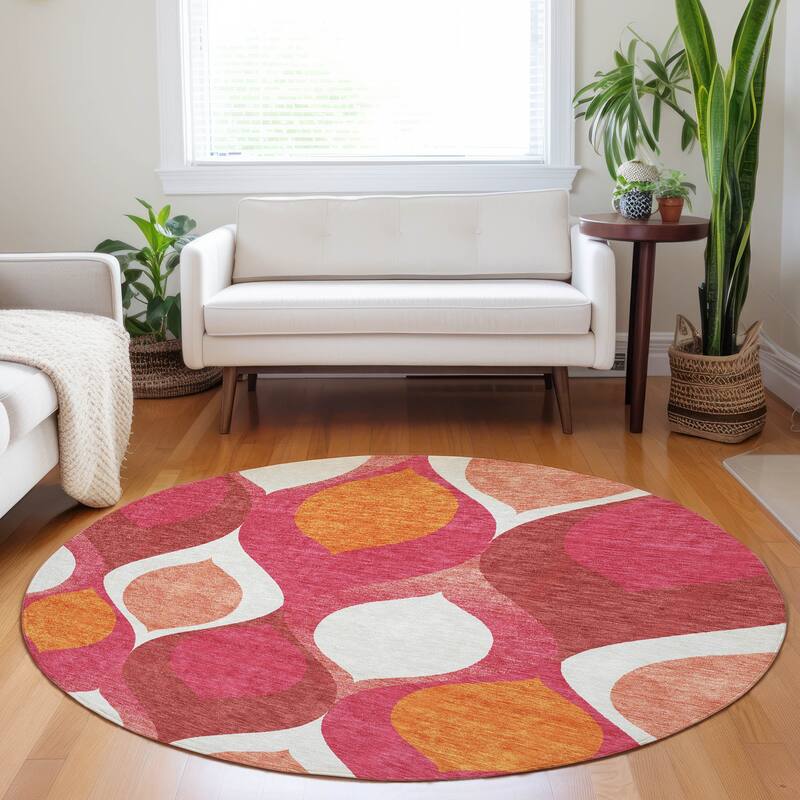 Premium Washable Super Soft Transitional Mayfield Rug - Pink - 8' x 8' - Round