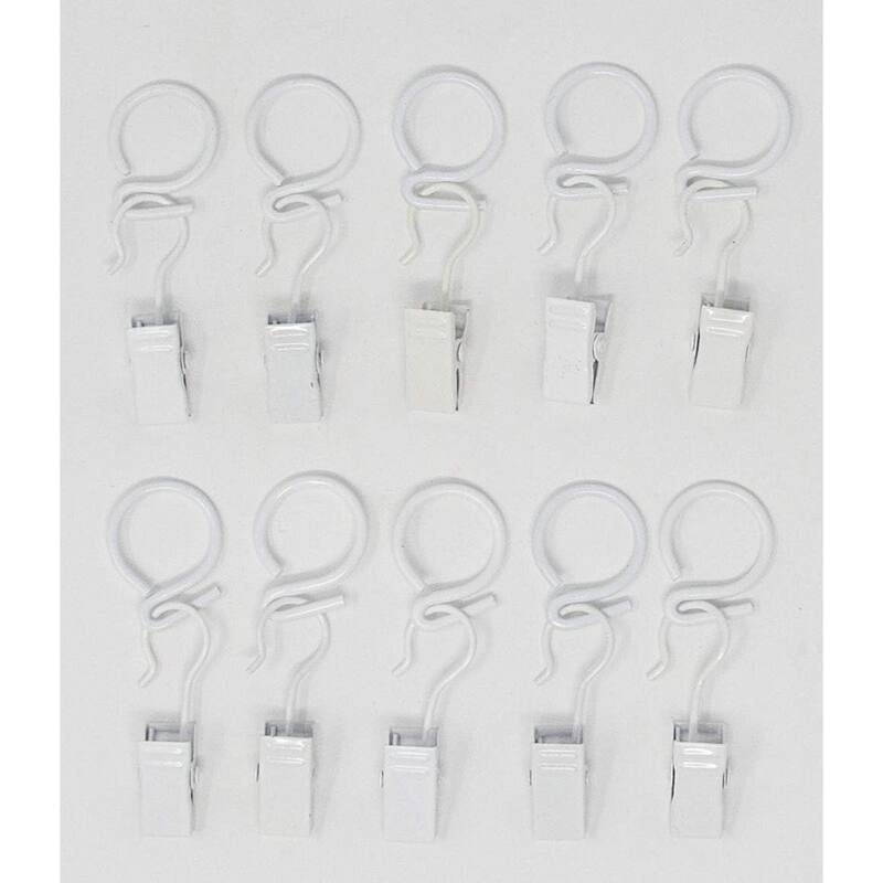S Hook Rings with Clips for 1/2-inch Cafe Rod, Set of 10