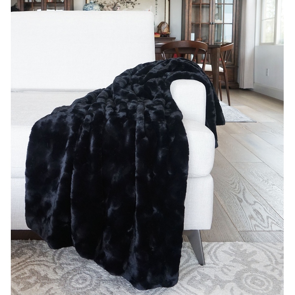 Black faux store fur throw blanket