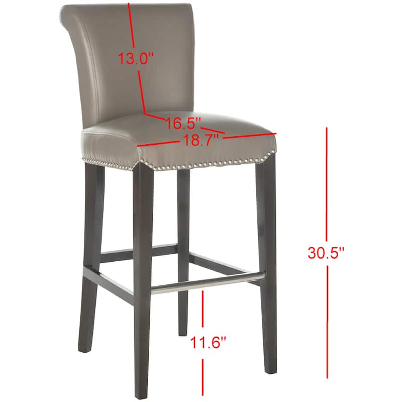 SAFAVIEH Yasmin Black Leather 29-inch Bar Stool - 19Wx23Dx44H