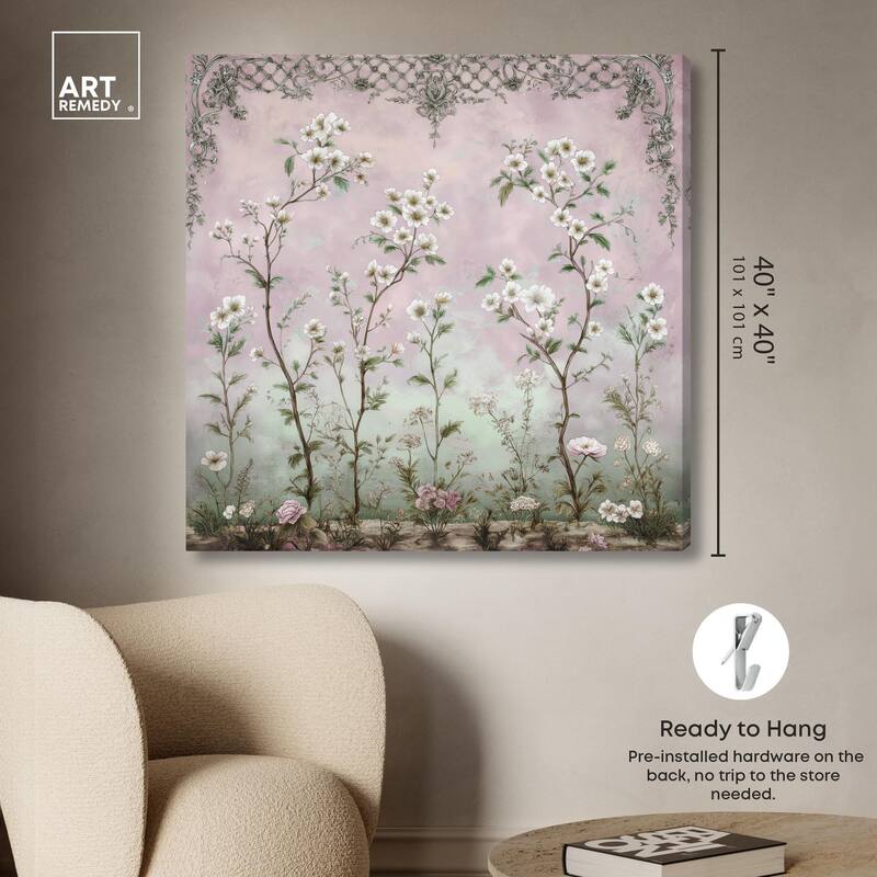 Floral Frieze in Fade Canvas by Art Remedy, Gallery Wrapped