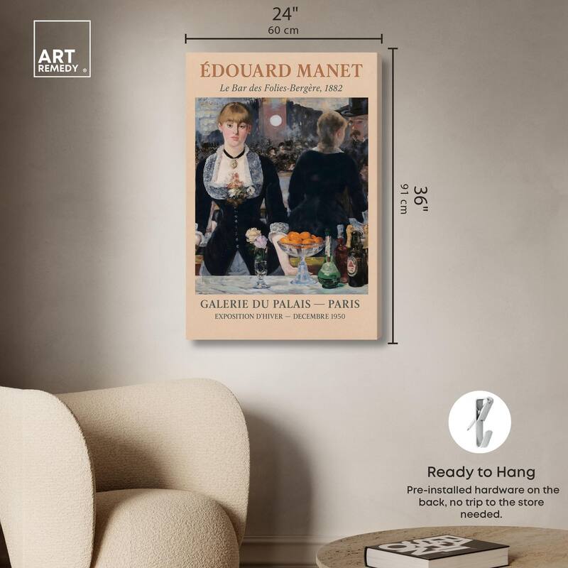 Manet's Famous Bar Canvas by Art Remedy, Gallery Wrapped