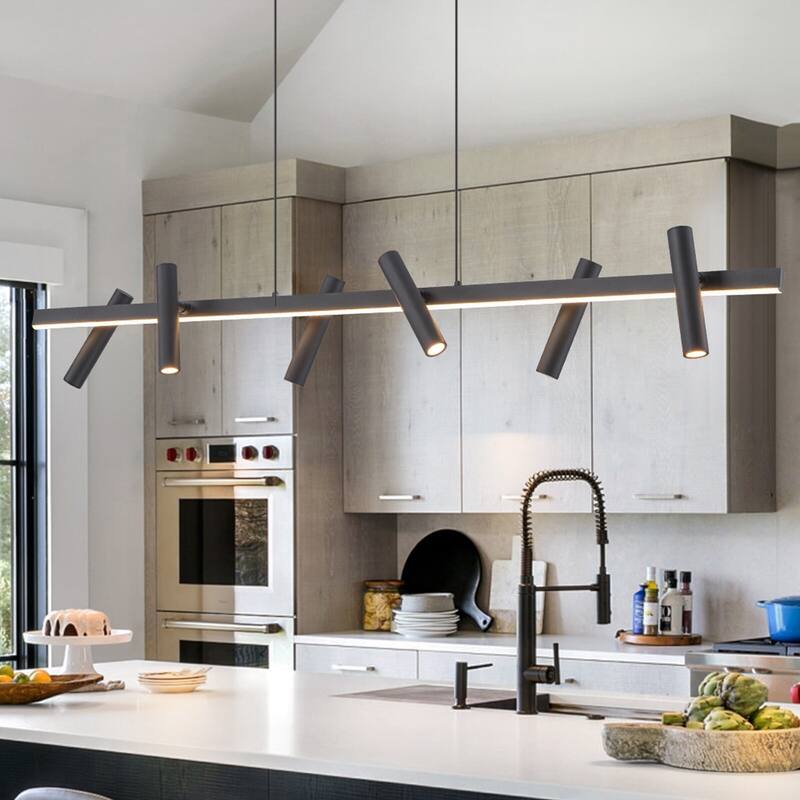 6 Light Modern Industrial LED Track Lighting Kit Industrial Adjustable Linear Spotlights - W47.24"