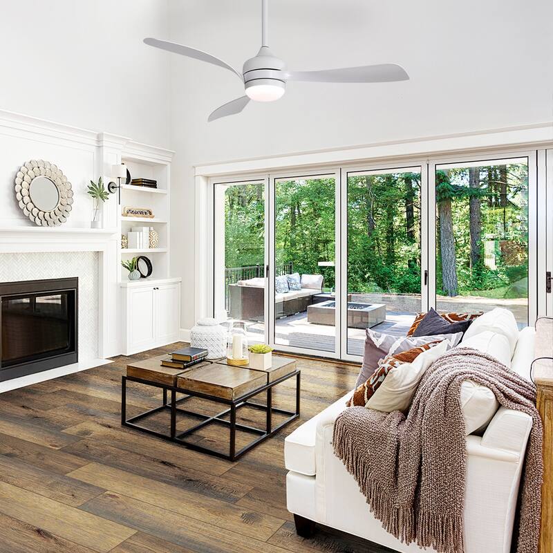 52-Inch Ceiling Fan With 3 ABS Blades, Remote Control, Reversible DC Motor, Noiseless & Effective, 3 Downrods Available - White