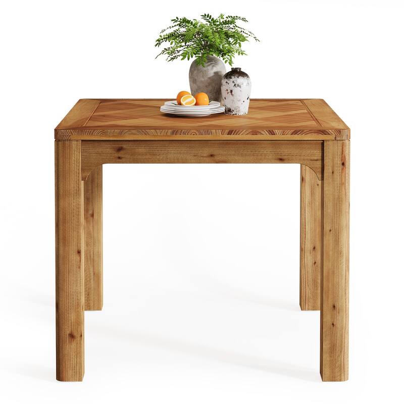 31.5" Square Farmhouse Dining Table, Solid Wood Rustic Kitchen Table