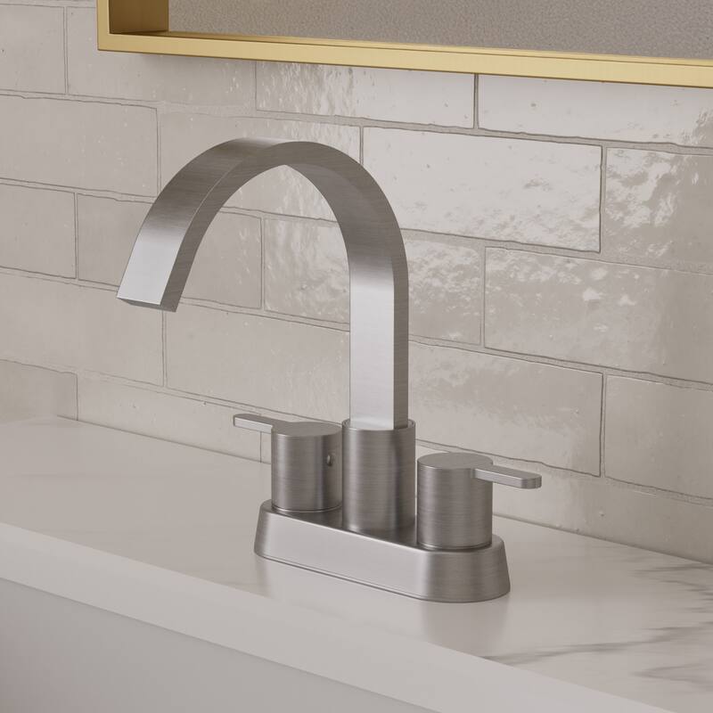 GRANDJOY Stainless Steel 6" Centerset Sink Faucet 2-Handle Waterfall Bathroom Faucet - Brushed Nickel