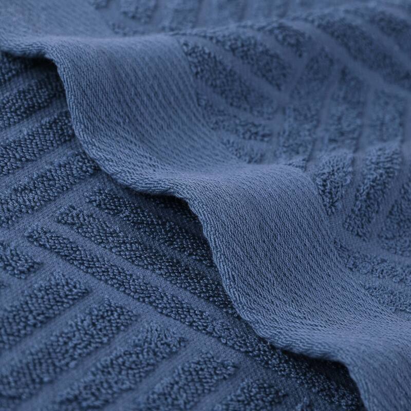 Superior Basketweave Egyptian Cotton Jacquard and Solid Bath Towel Set of 4