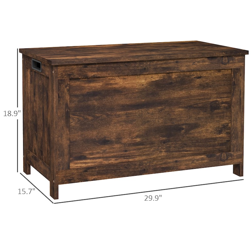 Rustic Brown Wooden Storage Chest Trunk with Lid and Large Capacity Shoe Bench - 29.9" L x 15.7" W x 18.9" H