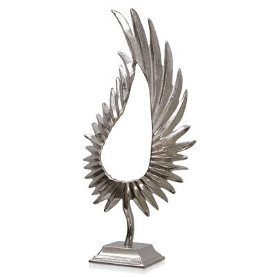 Phoenix - Medium Feathered Metal Sculpture on Platform Base