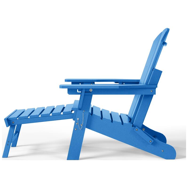 Laguna Outdoor Folding Adjustable Adirondack Chair with Hideaway Ottoman & Round Side Table