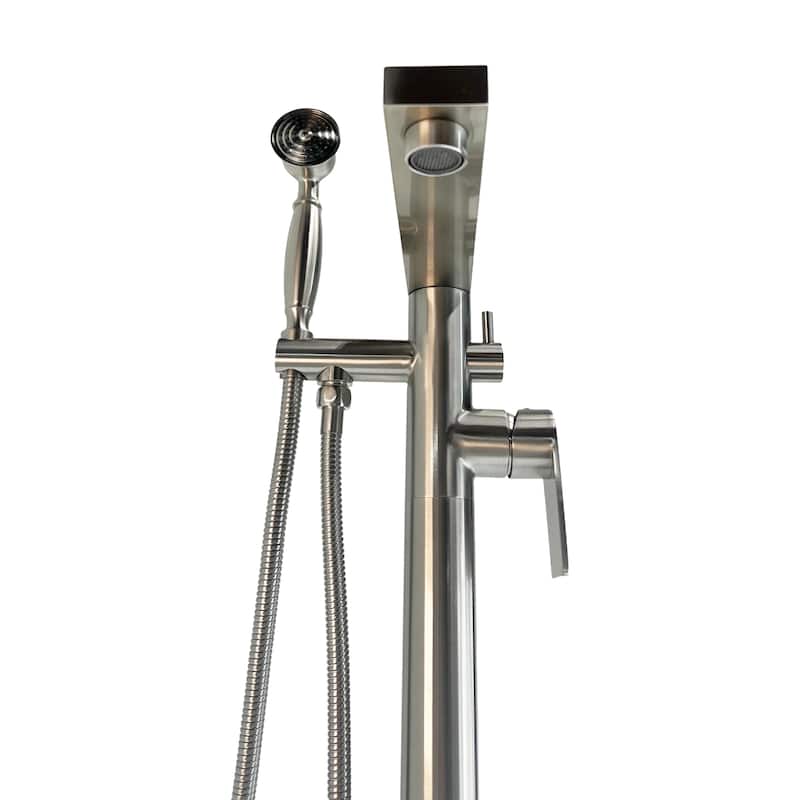 Venus Square Head Tub Filler Faucet with Handshower - Float Handle - Brushed Nickel