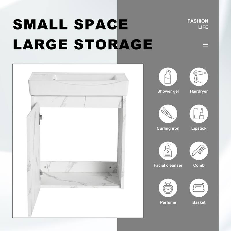 ARTCHIRLY 16/20/24/30/36 Inch Bathroom Vanity With Sink, Floating Bathroom Vanity With Soft Close Door