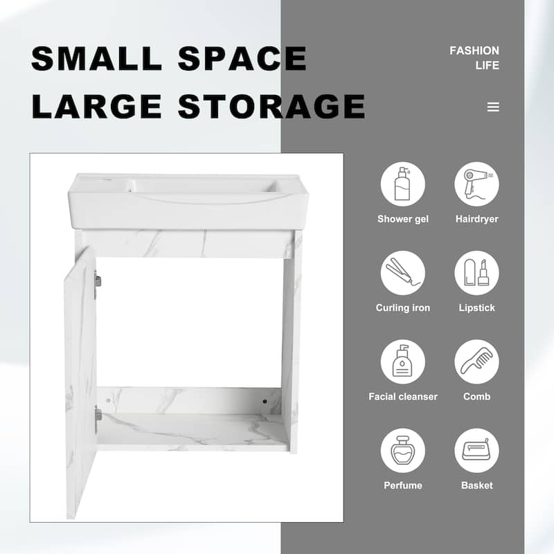 Bathroom Vanity With Sink In 16/20/24/30/36 Inch, Floating Bathroom Vanity With Soft Close Door