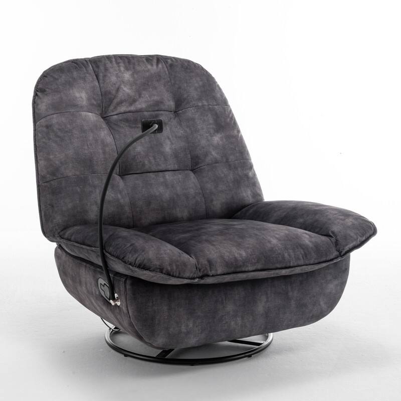 Gold-Stamped Velvet Multi-Function Recliner with Swivel, Glide & Phone Holder - Oversized Comfort for Living Room, Bedroom