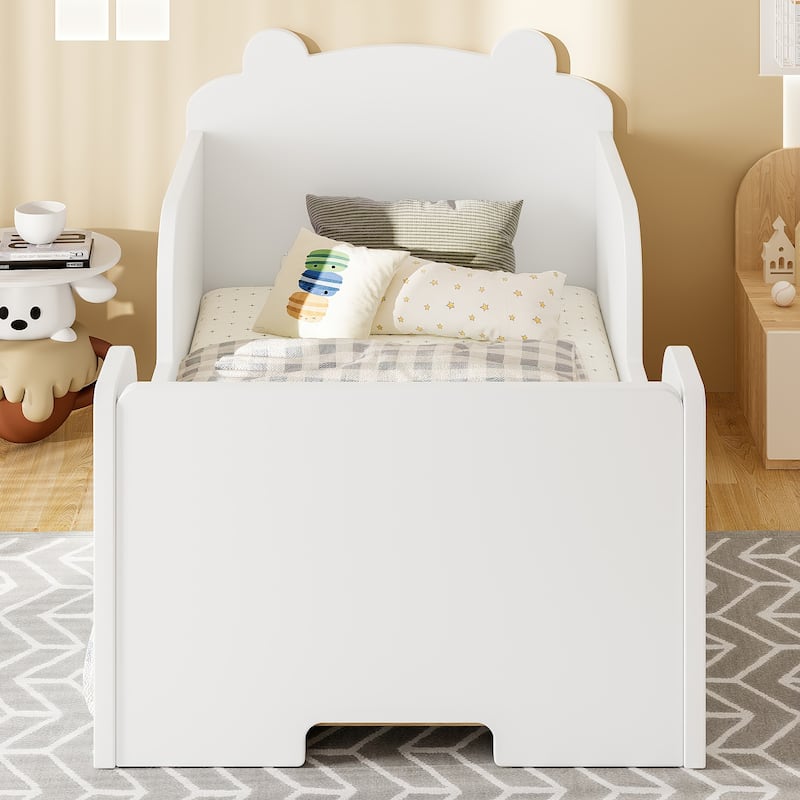 Toddler Floor Bed Frame - Bear Shape Cot Bed for Boys & Girls Ages 3-6