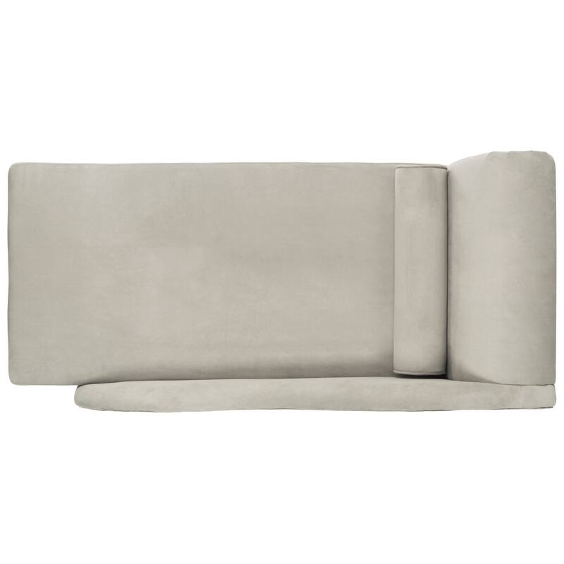 SAFAVIEH Mid-Century Modern Caiden Velvet Grey Chaise with Pillow - 63" x 27.5" x 30"