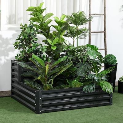 2 Tier Raised Garden Bed Galvanized Planter Box