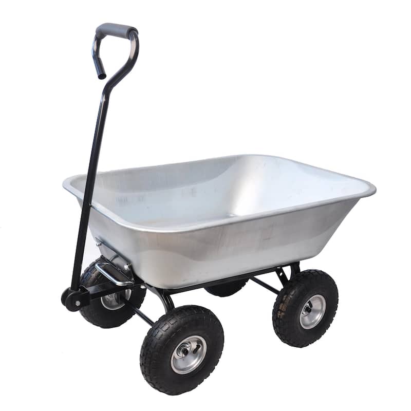 Garden Folding Cart/ Dump Truck with Steel Frame, 10 inches Pneumatic Tires