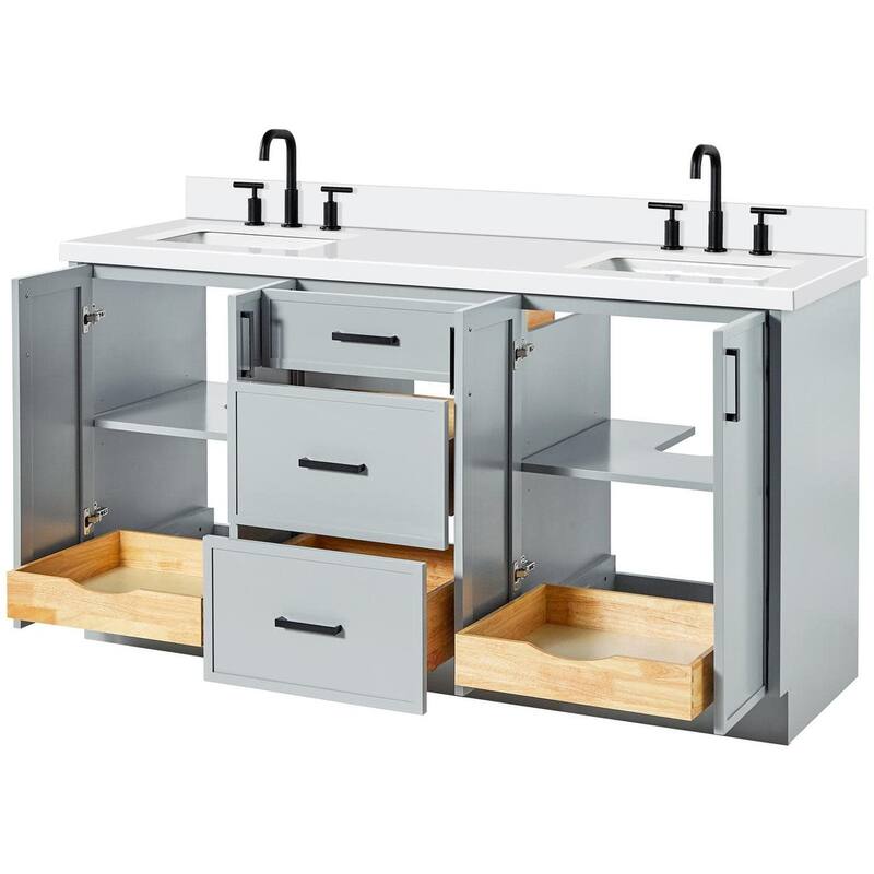 Ariel K67DWQRVO Kelly 67" Free Standing Double Basin Vanity Set with