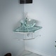 preview thumbnail 2 of 15, Talula 25 Inch Clear Glass Corner Vessel Sink with Faucet, Drain and Towel Bar - Renovators Supply