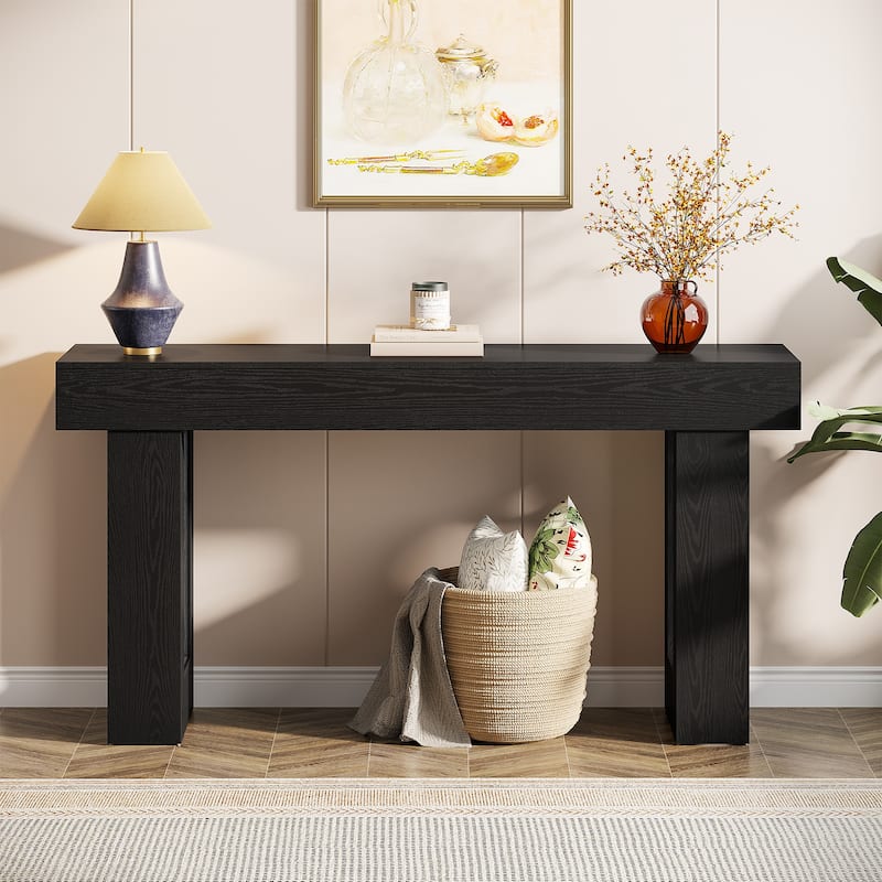 Farmhouse Console Table, 63-Inch Long Narrow Sofa Table Behind The Couch