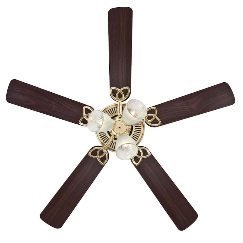 Westinghouse Lighting Vintage 52-Inch Indoor 5-Blade Ceiling Fan, Dimmable LED Light with Clear Ribbed Glass