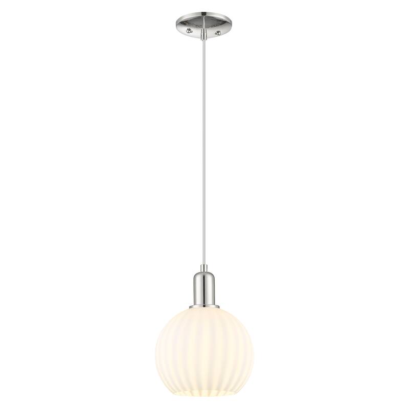 Innovations Lighting Endless Possibilities Arcadia - White Venetian - 1 Light 8" Cord Hung Mini Pendant - Polished Nickel