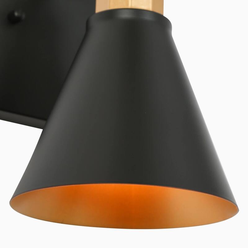 Reuel Modern Black Gold Vanity Light Bathroom 4-Light Metal Wall Sconce for Powder Room - 30.5'' L x 7.5'' W x 8.5'' H