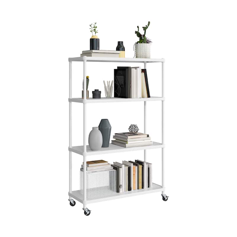 Seville Classics HOME 4-Tier Steel Shelving with Shelf Liners - White