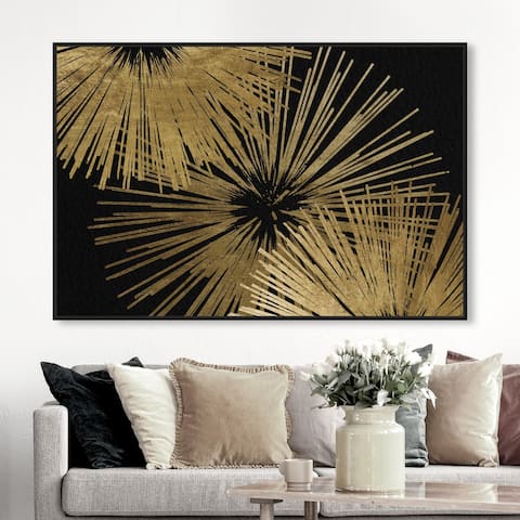 Oliver Gal 'Sunburst Glam Luxe' Abstract Wall Art Framed Canvas Print Paint - Gold, Black
