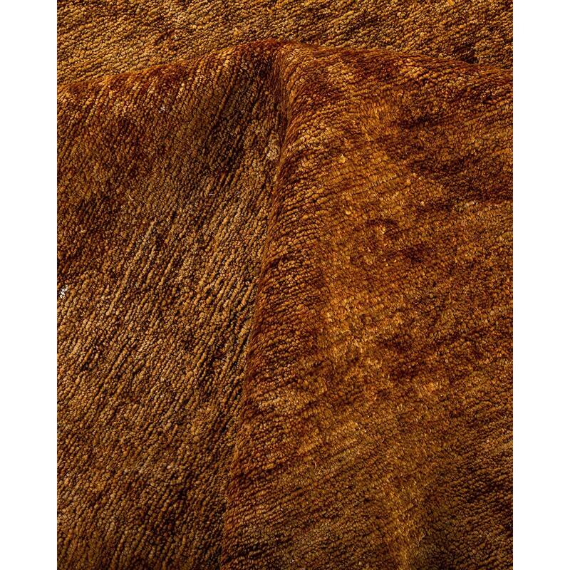 Overton Hand Knotted Wool Vintage Inspired Modern Contemporary Overdyed Gold Area Rug - 8' 1" x 9' 7"