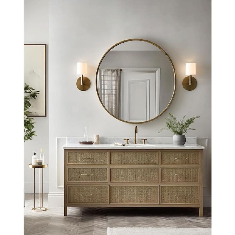 39 Inch Metal Framed Round Bathroom Mirror for Wall