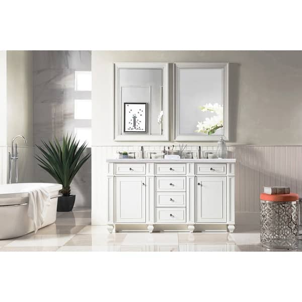 slide 2 of 16, James Martin Vanities Bristol 60" Double Vanity, Bright White