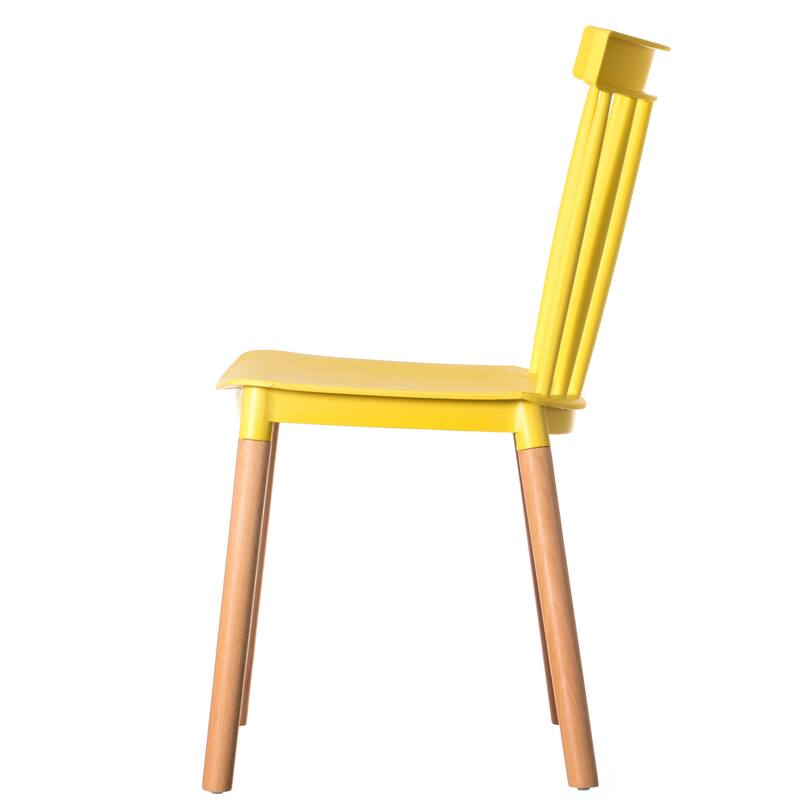 Modern Plastic Dining Chair Windsor Design with Beech Wood Legs