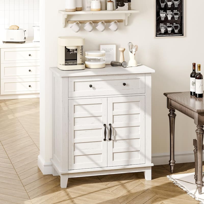 Farmhouse Storage Cabinet with Doors, Small Cabinet with 3-Tiers Adjustable Shelf for Kitchen