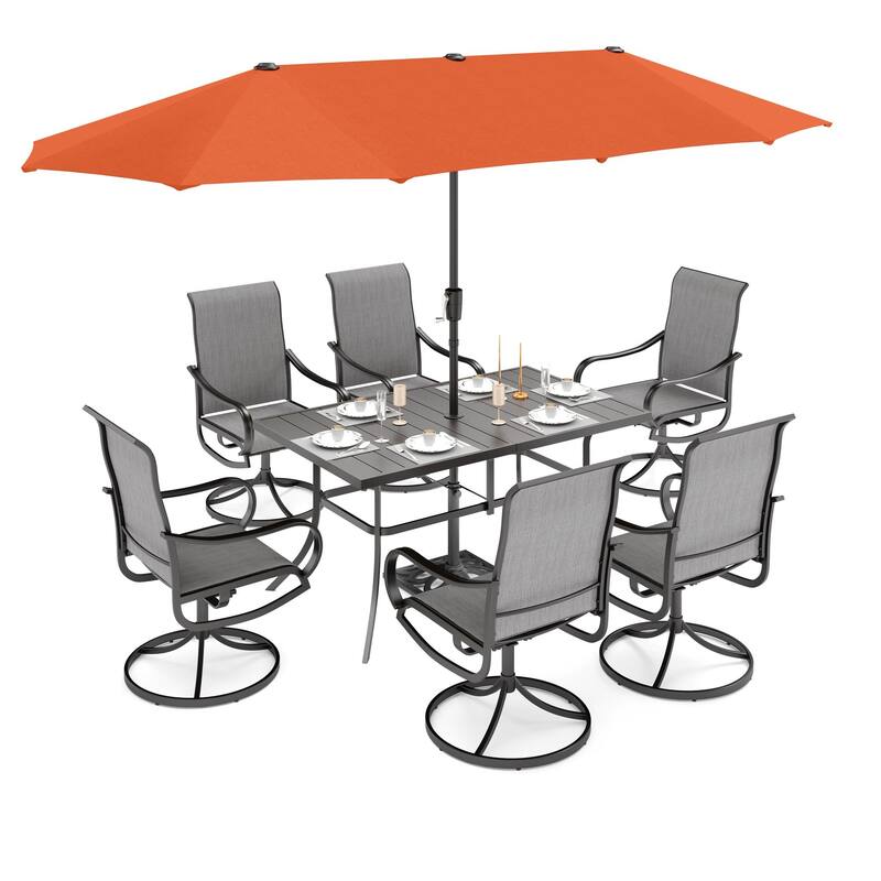 MAISON ARTS 7-piece Patio Dining Set with Textilene Swivel Chairs