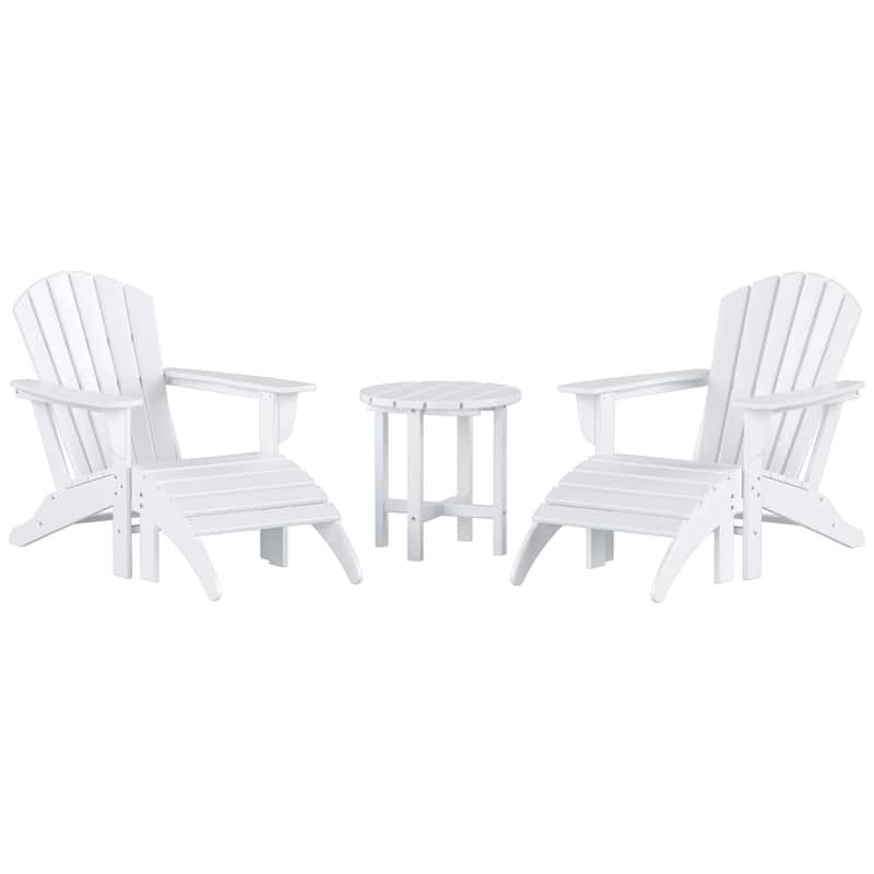 Altura Outdoor Eco-Friendly All Weather Adirondack Chair with Ottoman and Side Table (5-Piece Conversation Set)