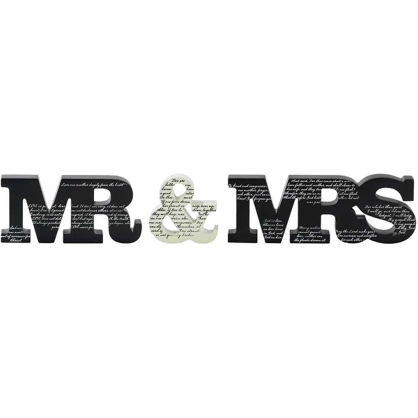 19.75" Black and White Mr and Mrs Tabletop Plaque - N/A
