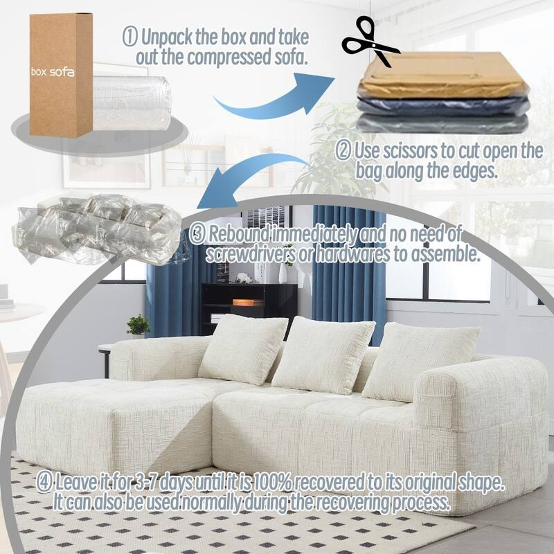 98.42" Modern Chenille L-shaped Modular Sectional Sofa with Chaise Lounge and Small Side Pockets
