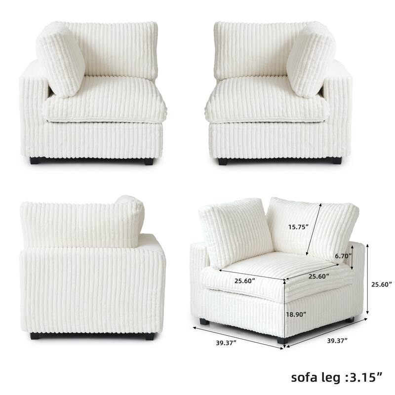 Modular Sectional Couch, Convertible V Shaped Sofa for Living Room, Deep Seat Cloud Sectional Couch, 5 Seat Comfy Modular Sofa