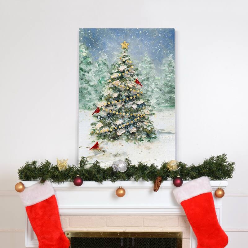 Cardinals and Christmas-Premium Gallery Wrapped Canvas - Ready to Hang