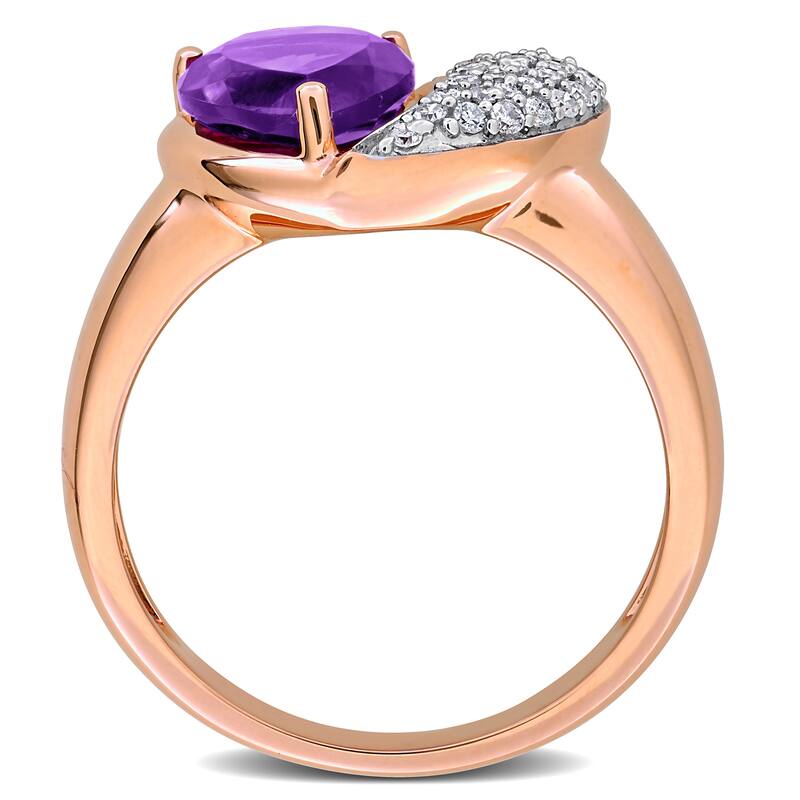 Miadora Gemstone and 1/7ct TDW Diamond Heart Ring in 10k Gold