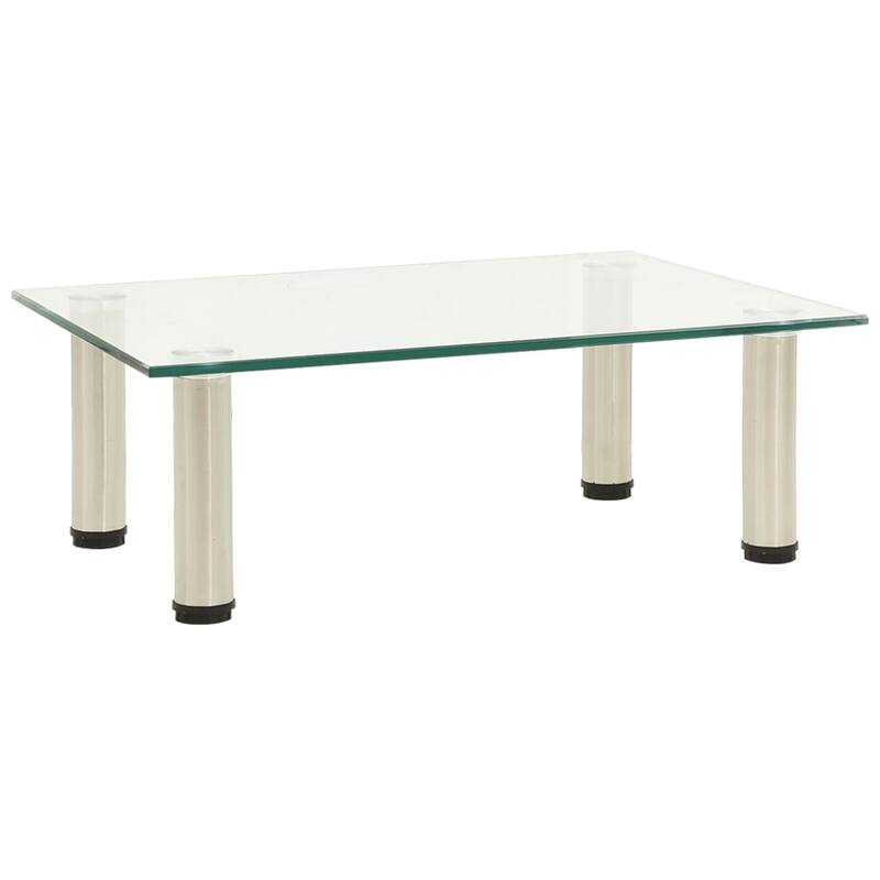 vidaXL TV Stand Entertainment Center HiFi Media Unit Furniture Tempered Glass - 15.7" x 13.8" x 6.7" - Transparent