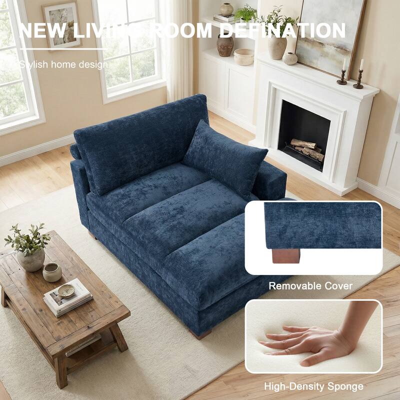 42"W Chenille Upholstered Chaise Lounge