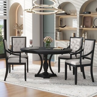 Retro 5-piece Dining Set Extendable Round Table and 4 Chairs - Bed Bath ...