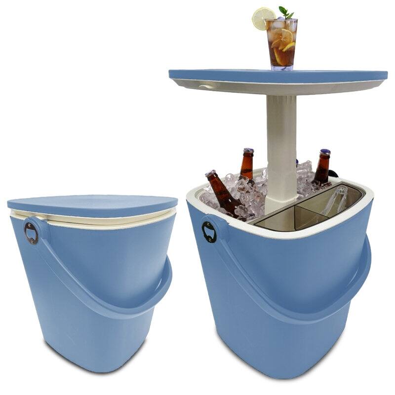 Outdoor Ice Bucket Side Table Retractable - Blue