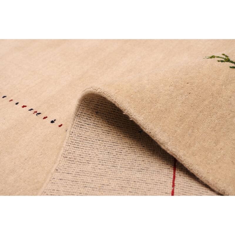 ECARPETGALLERY Hand Loomed Kashkuli Gabbeh Ivory Wool Rug - 4'10 x 7'10